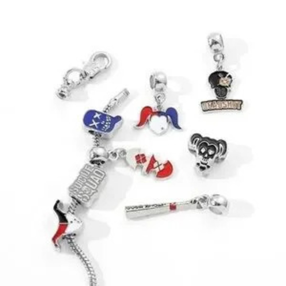 Silver Plated Suicide Squad Harley Quinn Themed Charm Bracelet Adjustable Sizing